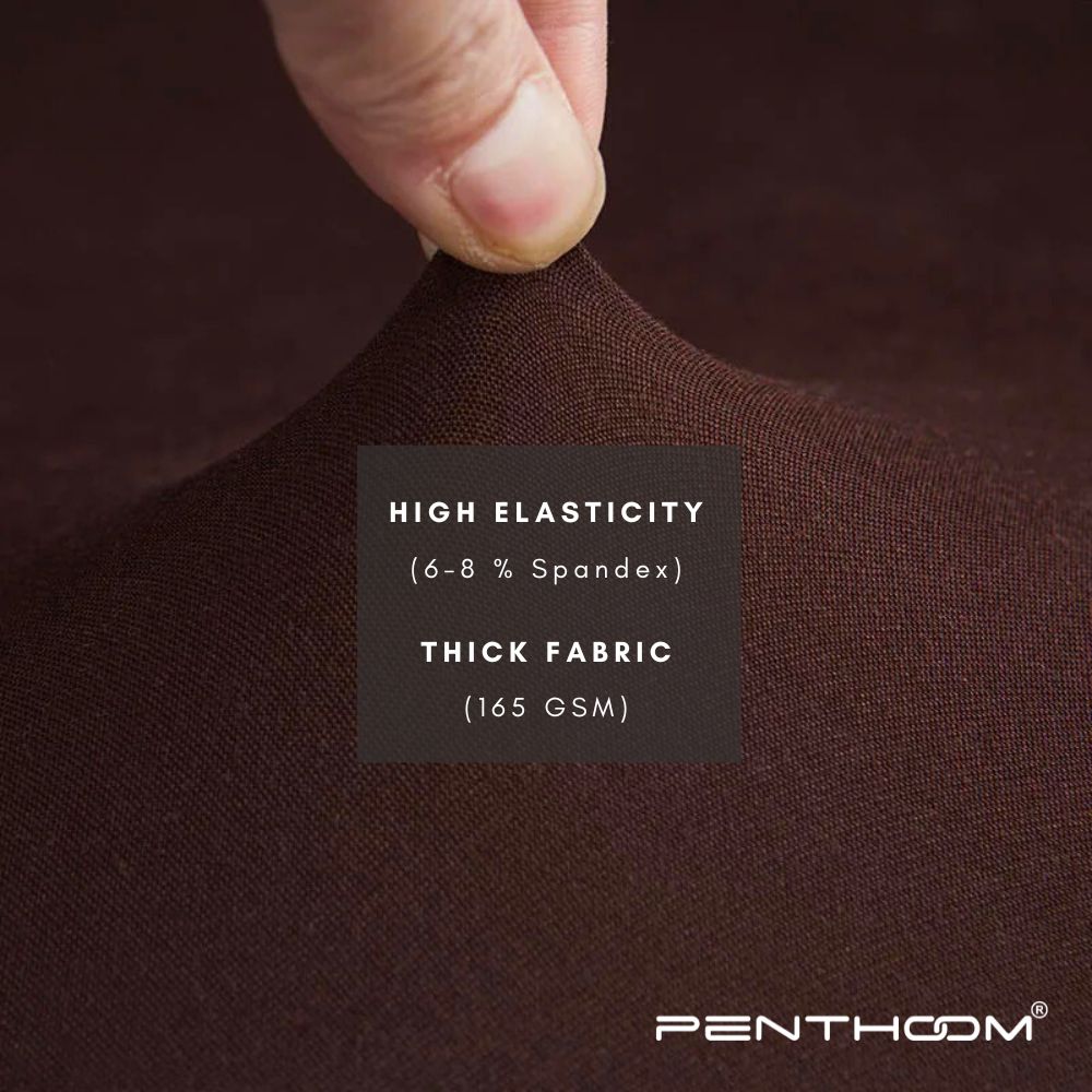 PENTHOOM Elastic Dining Chair Cover - Premium Fabric Seat Slipcover - Brown