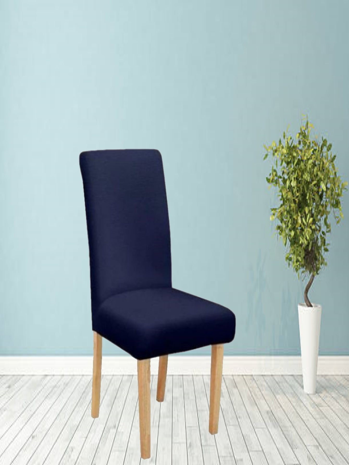 PENTHOOM Elastic Dining Chair Cover - Premium Fabric Seat Slipcover - Navy Blue