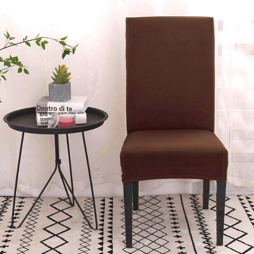 PENTHOOM Elastic Dining Chair Cover - Premium Fabric Seat Slipcover - Brown