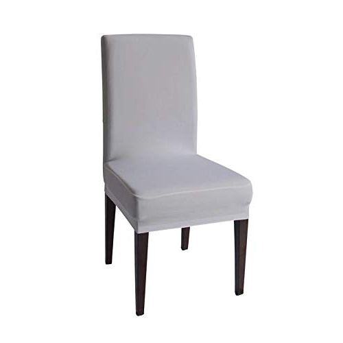 PENTHOOM Elastic Dining Chair Cover - Premium Fabric Seat Slipcover - Light Grey