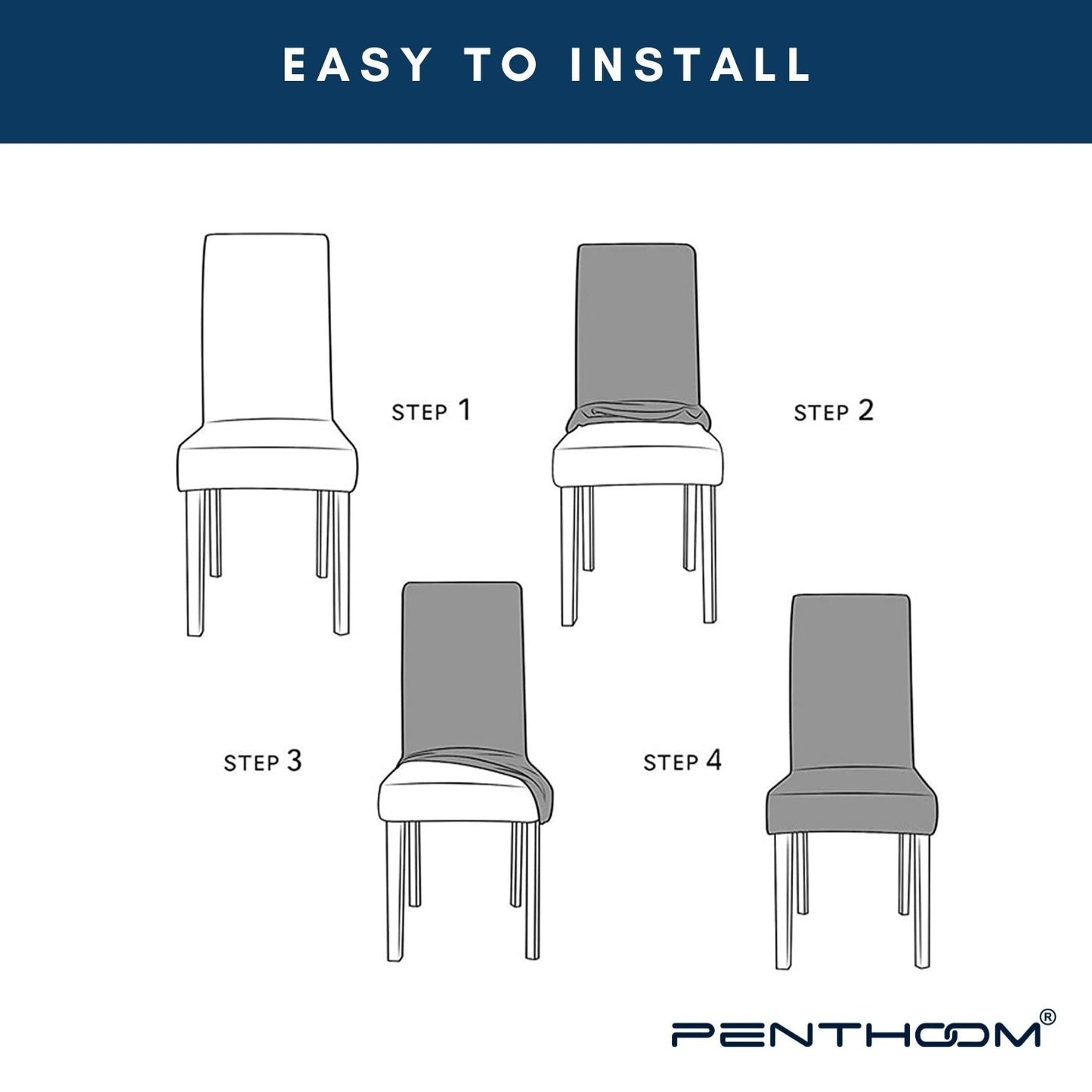 PENTHOOM Elastic Dining Chair Cover - Premium Fabric Seat Slipcover - Octagon Multi Color