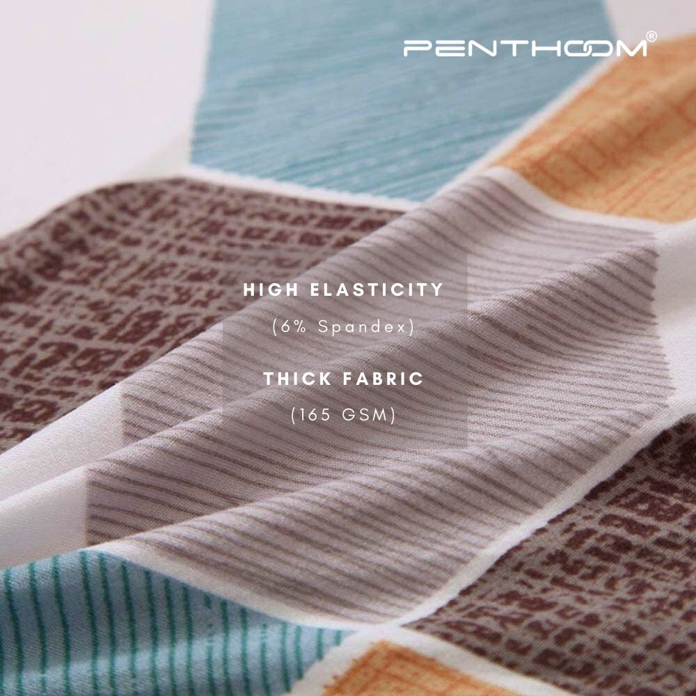 PENTHOOM Elastic Dining Chair Cover - Premium Fabric Seat Slipcover - Octagon Multi Color