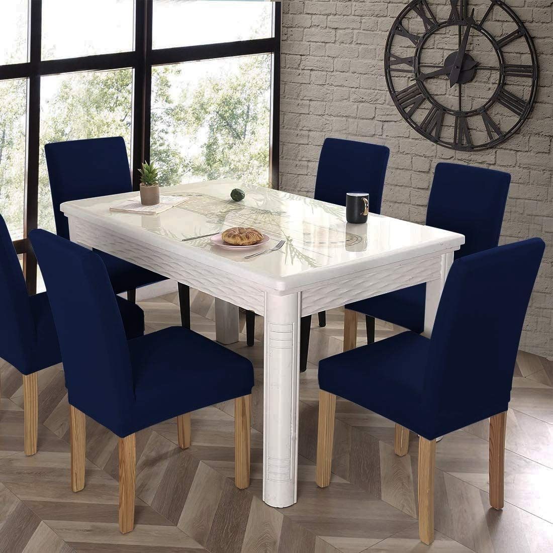 PENTHOOM Elastic Dining Chair Cover - Premium Fabric Seat Slipcover - Navy Blue