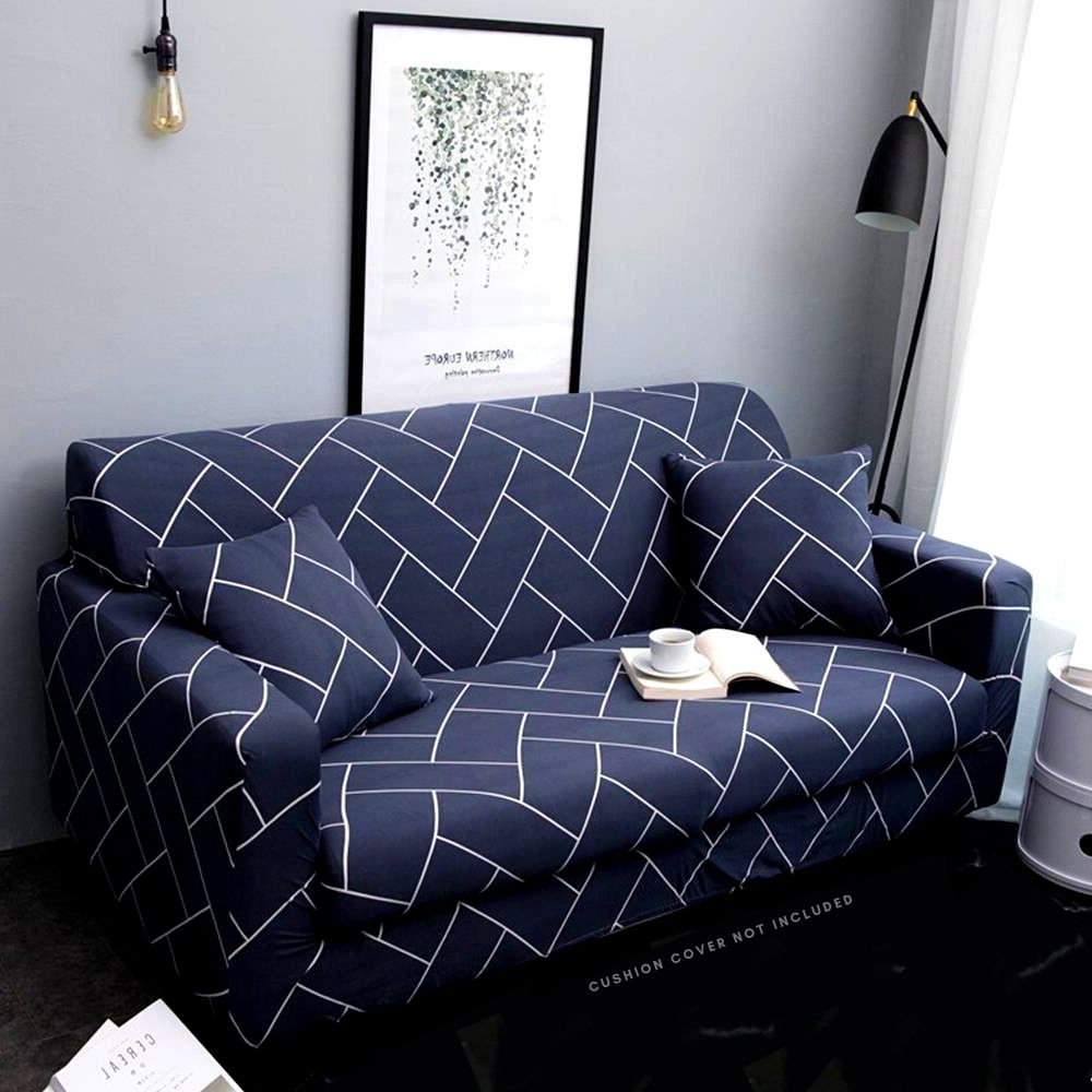 PENTHOOM Elastic Premium Sofa Covers Stretchable - Blue Brick Pattern