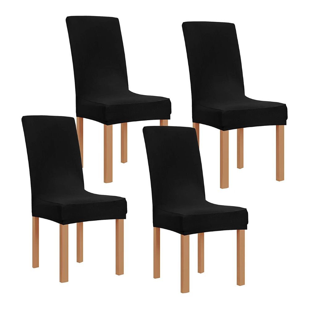 PENTHOOM Elastic Dining Chair Cover - Premium Fabric Seat Slipcover - Black