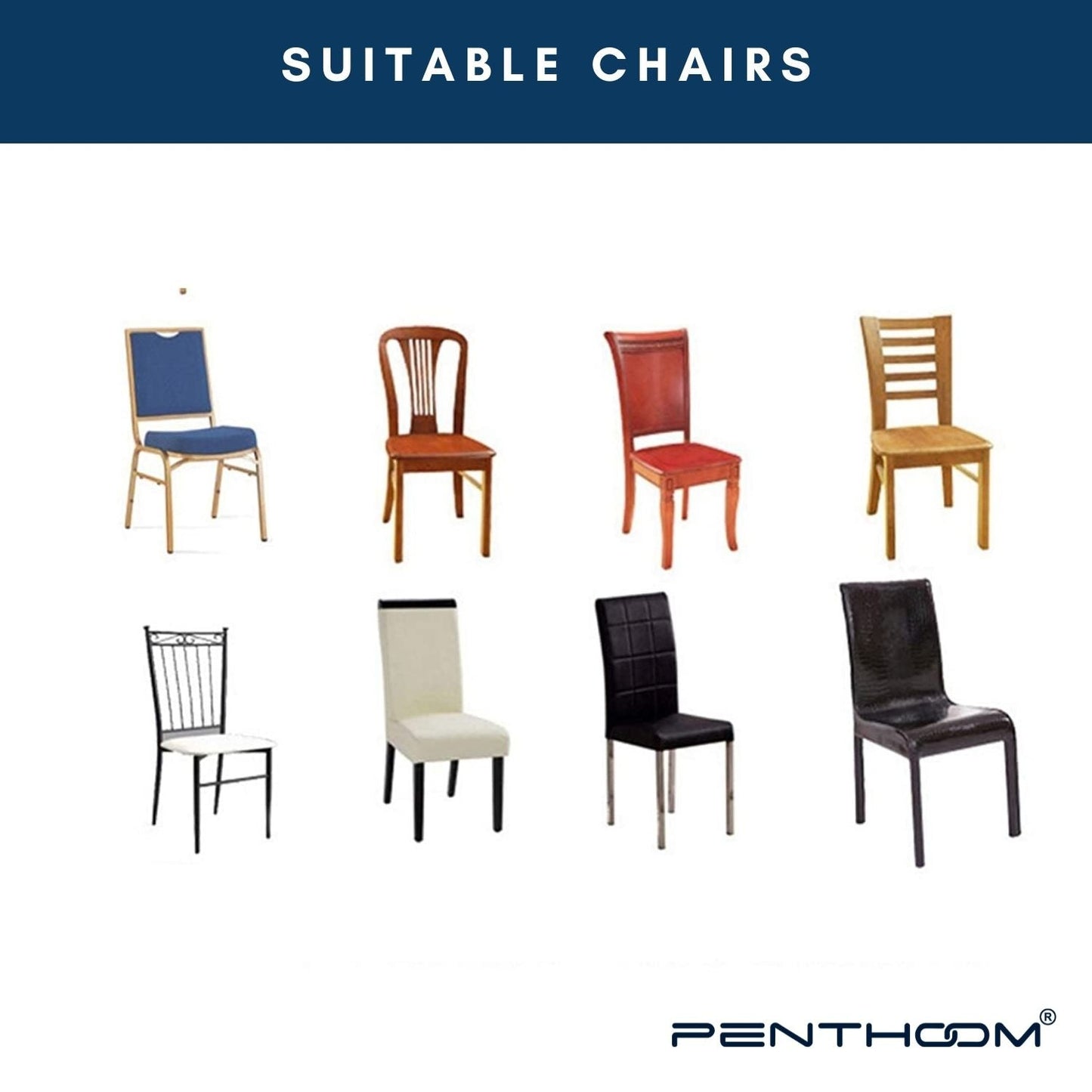 PENTHOOM Elastic Dining Chair Cover - Premium Fabric Seat Slipcover  - Grey Brick Pattern