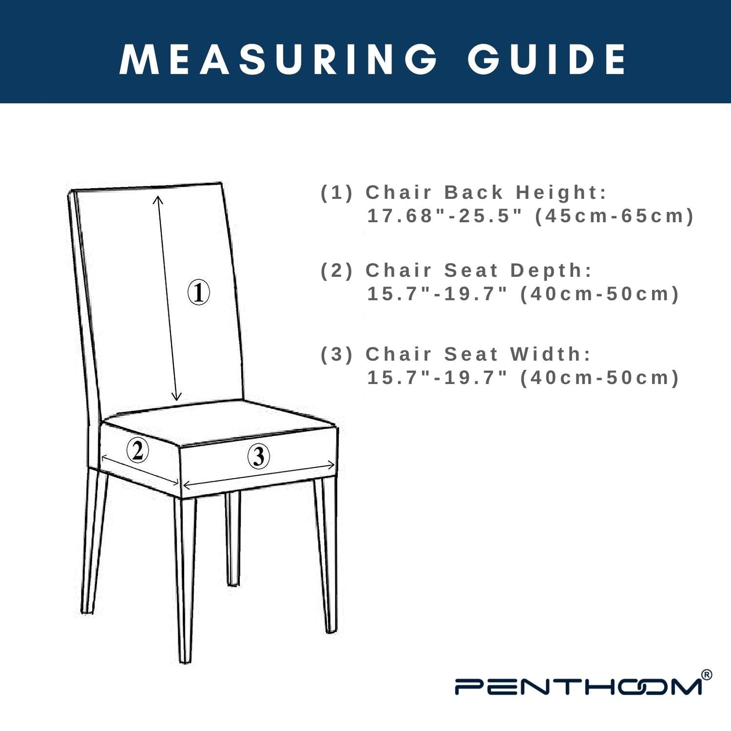 PENTHOOM Elastic Dining Chair Cover - Premium Fabric Seat Slipcover - Light Grey