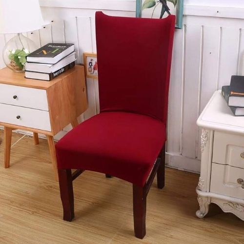 PENTHOOM Elastic Dining Chair Cover - Premium Fabric Seat Slipcover - Maroon