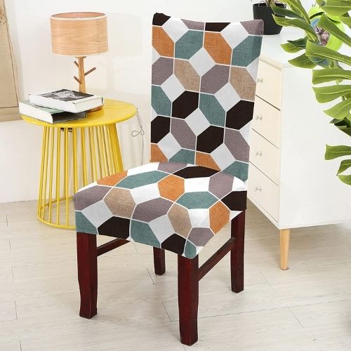 PENTHOOM Elastic Dining Chair Cover - Premium Fabric Seat Slipcover  - Octagon Multi Color