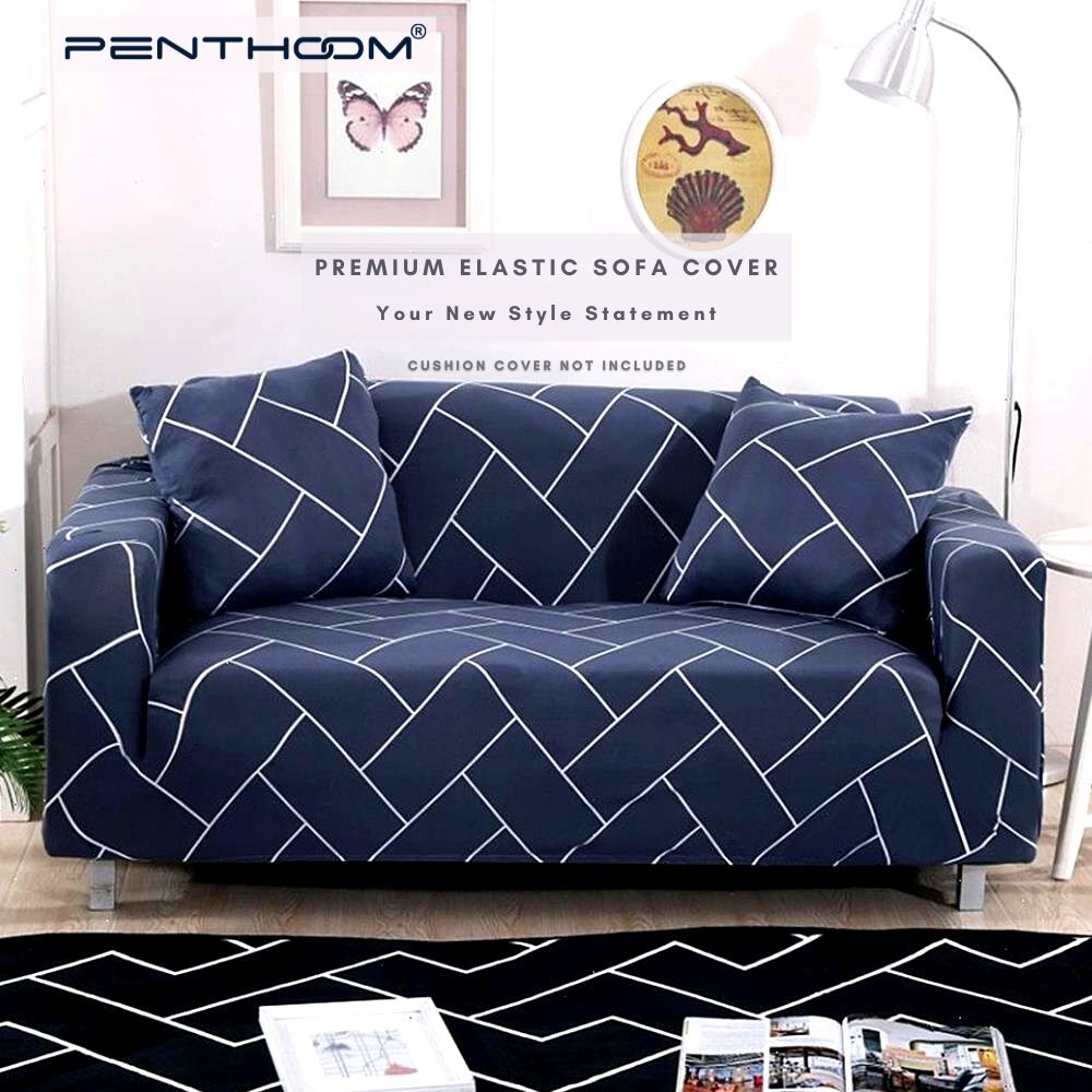 PENTHOOM Elastic Premium Sofa Covers Stretchable - Blue Brick Pattern