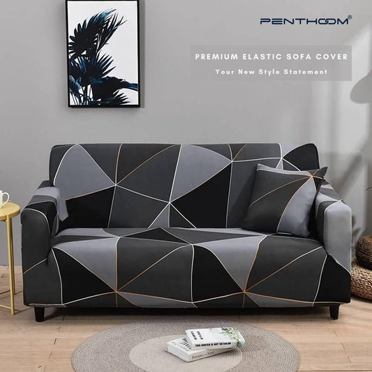 PENTHOOM Elastic Premium Sofa Covers Stretchable - Grey Black Star