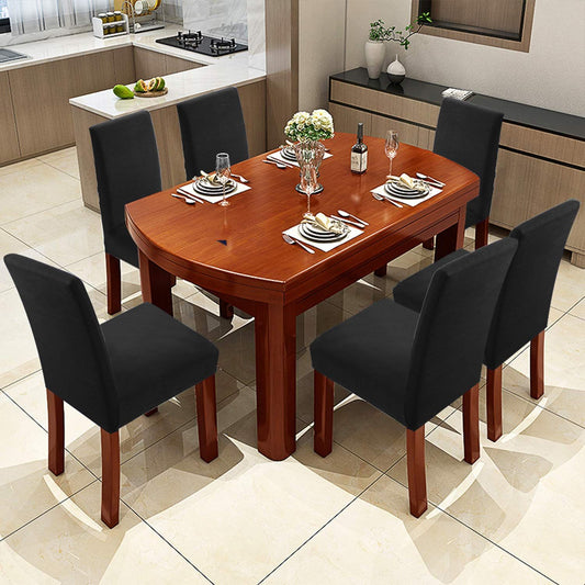 PENTHOOM Elastic Dining Chair Cover - Premium Fabric Seat Slipcover  - Black
