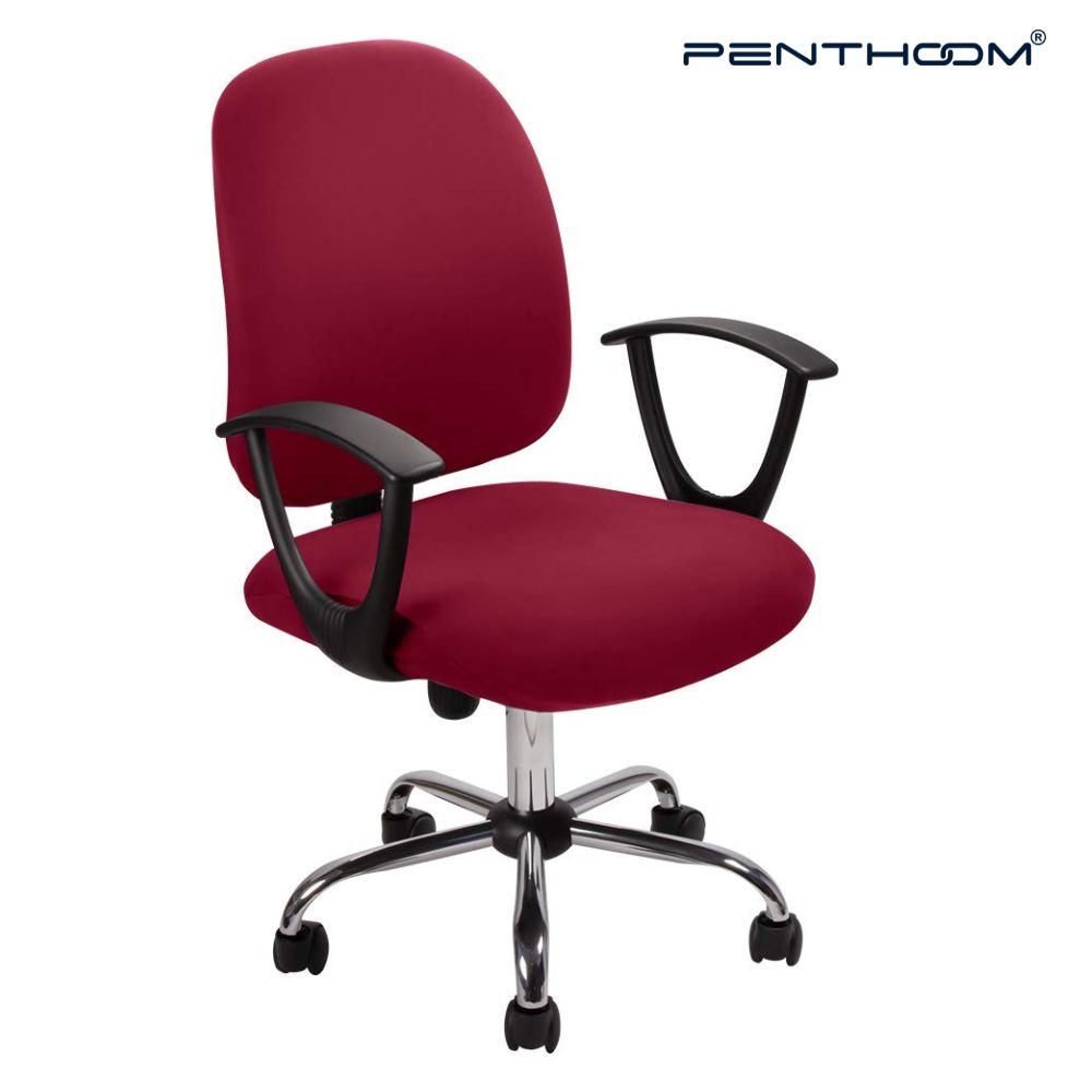 PENTHOOM Office Chair Cover Stretchable - Removable and Washable Computer Chair Cover - Maroon