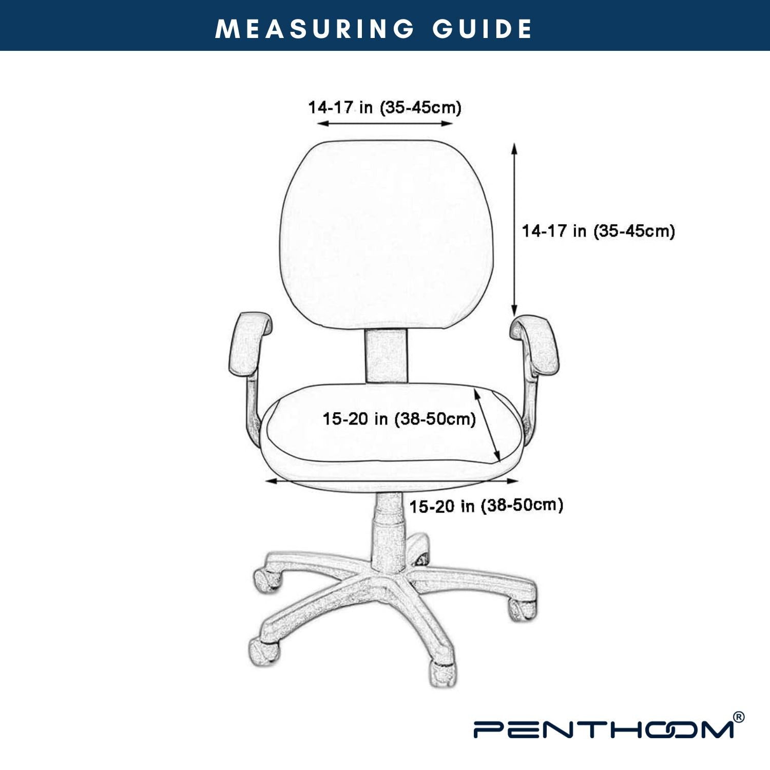 PENTHOOM Office Chair Cover Stretchable Removable and Washable Computer Chair Cover Light Grey